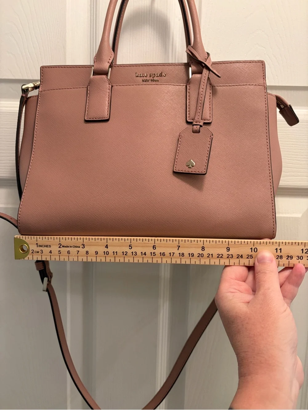 Kate Spade New York Blush Pink Saffiano Leather Satchel Crossbody Bag